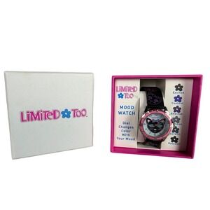 Limited Too Kids Girls Mood Watch Cat Face Color Changing Dial Pink Bezel‎